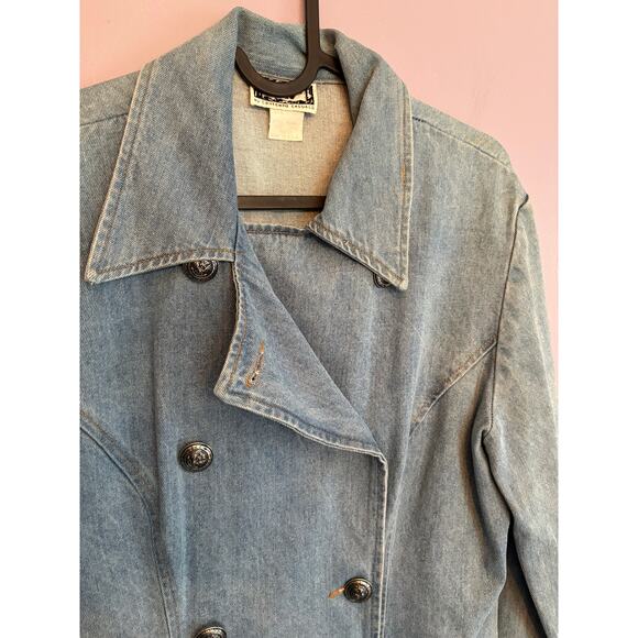 Vintage 80s 90s Nada Nuff Contempo Casuals demin double breasted blazer jacket M - Picture 14 of 16